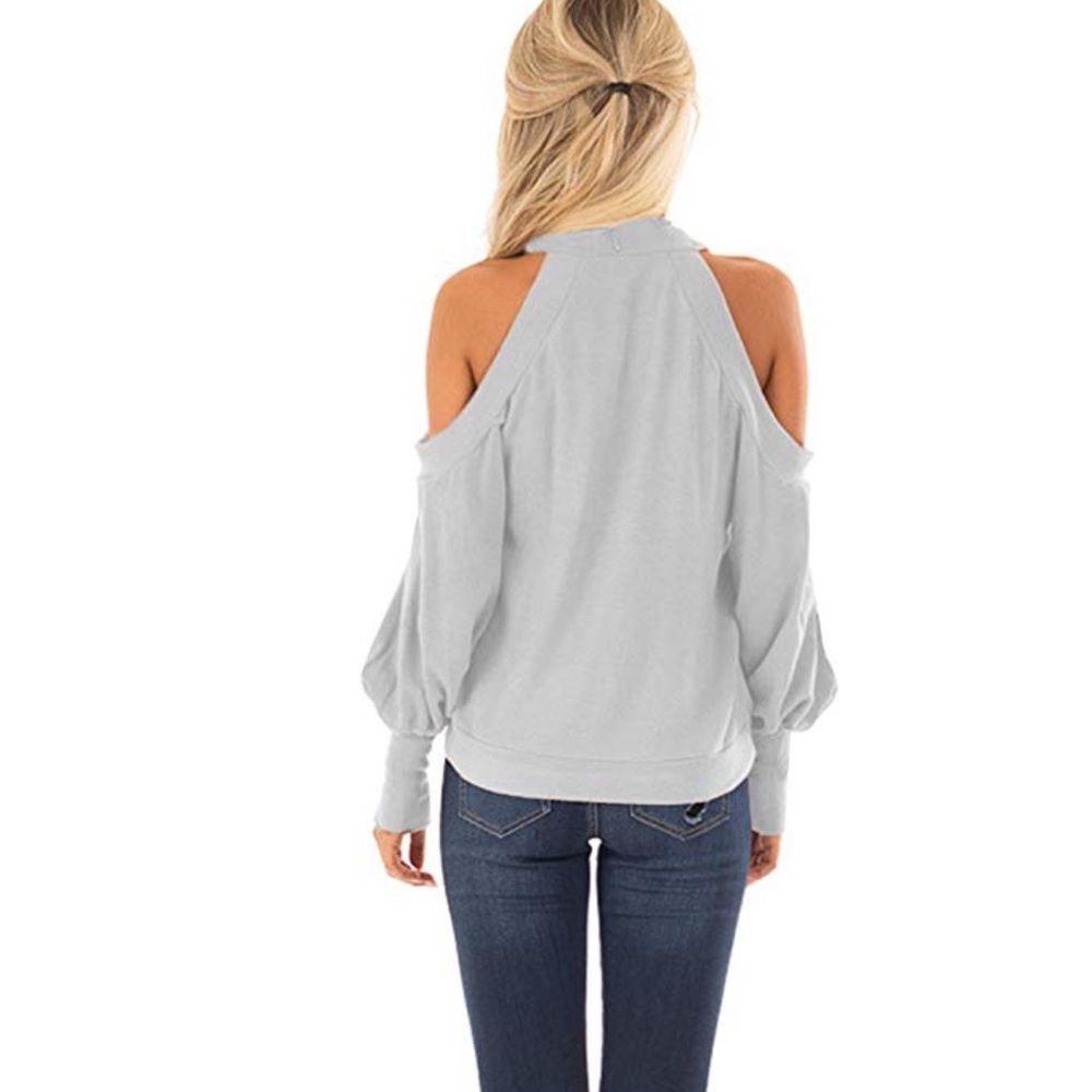 Beautiful women cold shoulder wrap front blouse - Picture 4 of 6